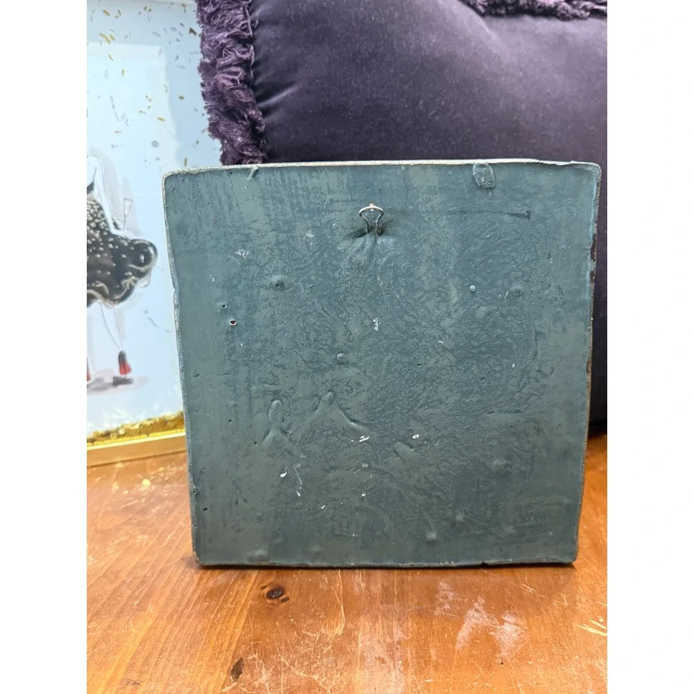 Vintage Fleur de Lis Wall Gallery Gold Bronze Distressed Ceramic Decor 8x8